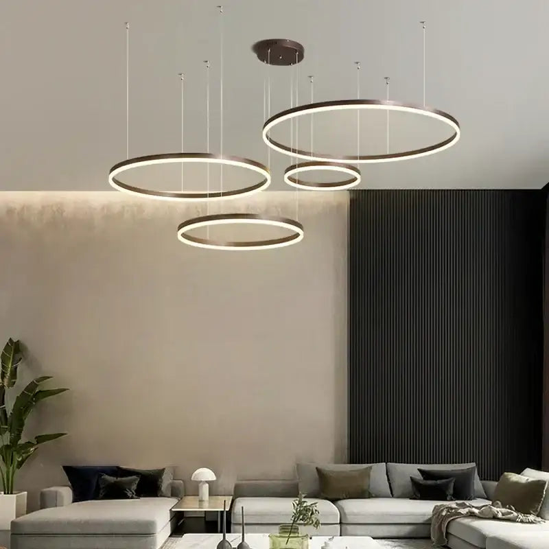 Gold Brushed Rings Chandelier