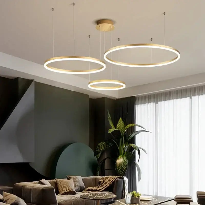 Gold Brushed Rings Chandelier