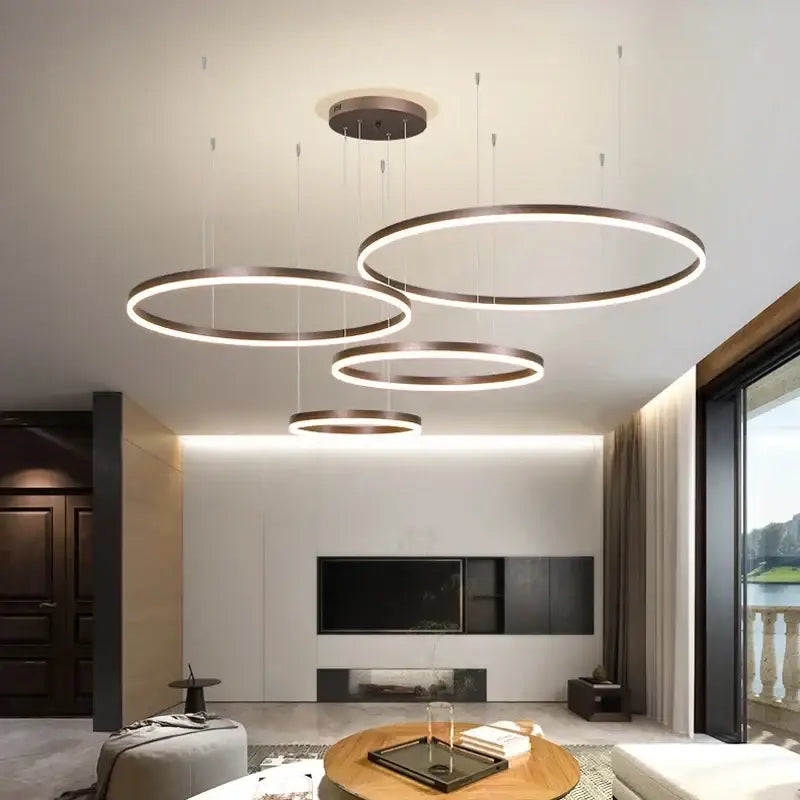 Gold Brushed Rings Chandelier
