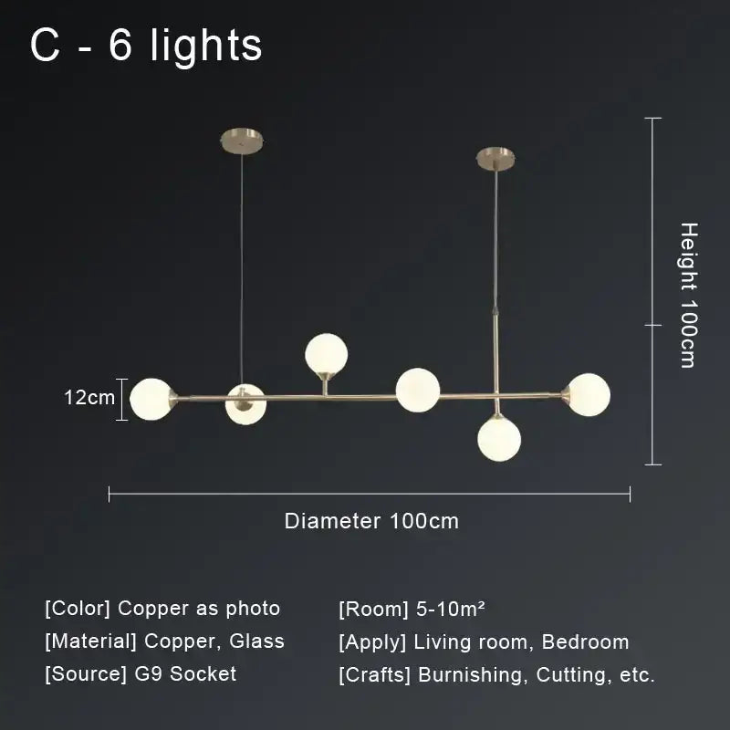 Copper Globe Ceiling Chandelier