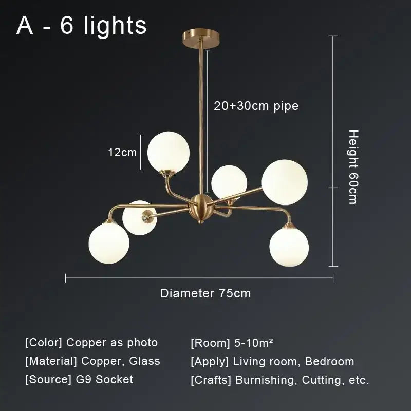 Copper Globe Ceiling Chandelier