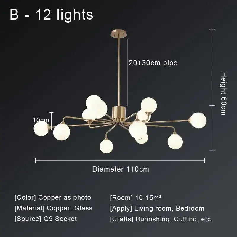 Copper Globe Ceiling Chandelier
