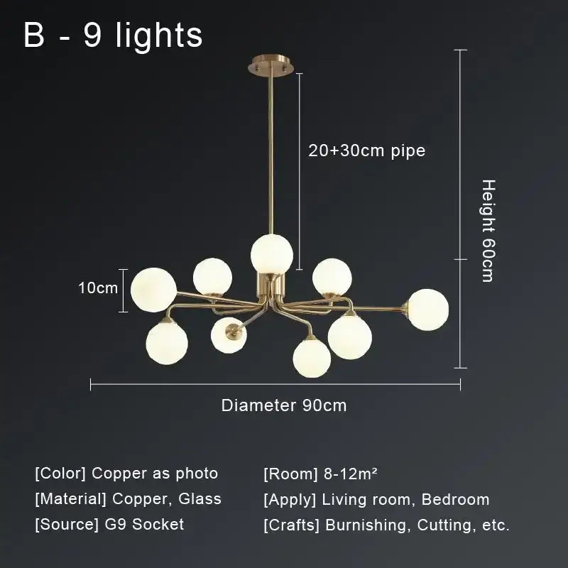 Copper Globe Ceiling Chandelier