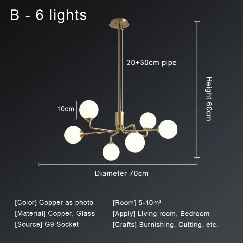 Copper Globe Ceiling Chandelier