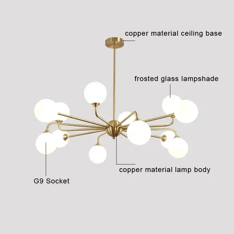 Copper Globe Ceiling Chandelier