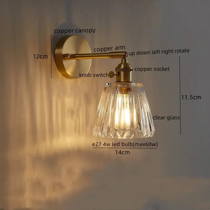 Gold Crackled Glass Wall Light