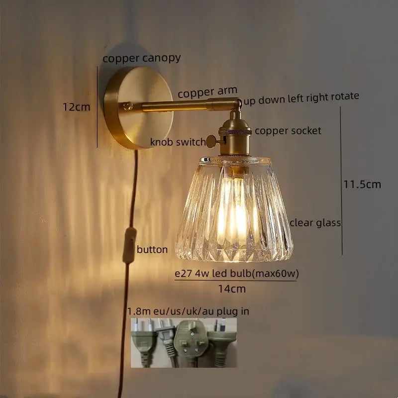 Gold Crackled Glass Wall Light