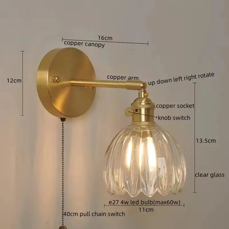 Gold Crackled Glass Wall Light