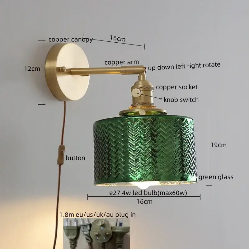 Gold Crackled Glass Wall Light