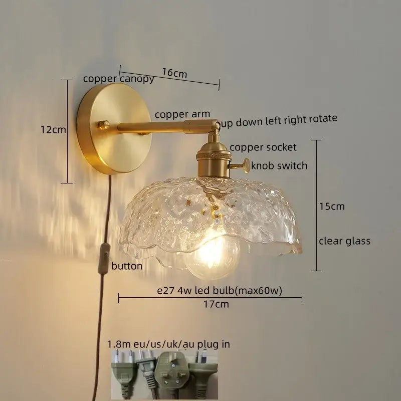 Gold Crackled Glass Wall Light