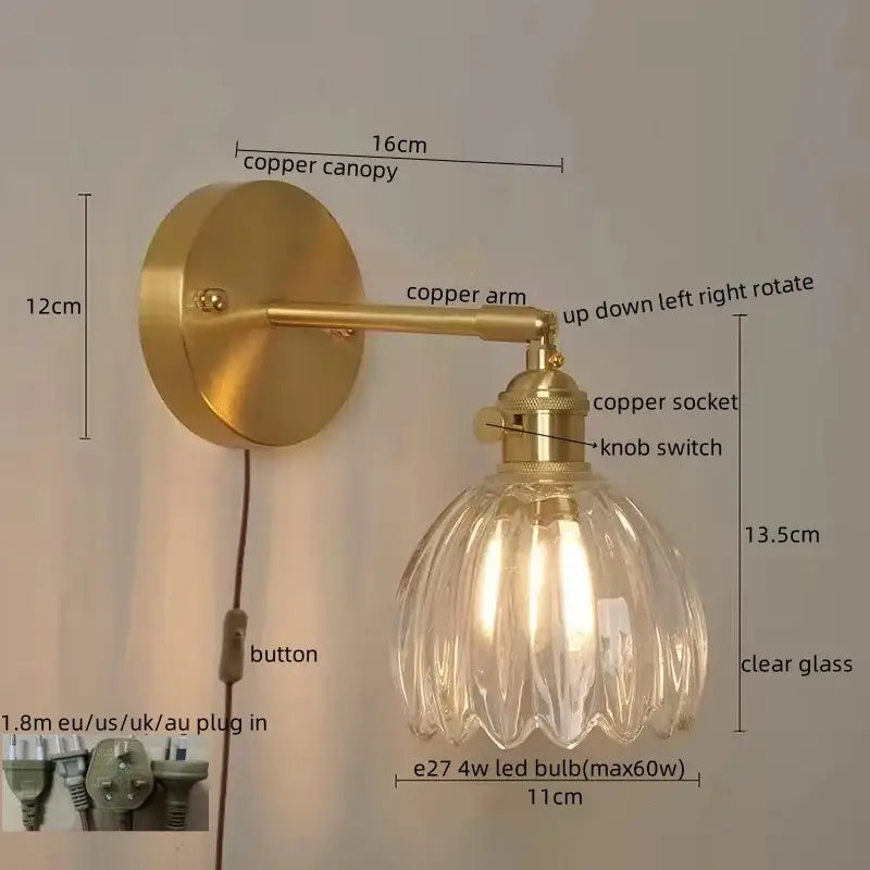 Gold Crackled Glass Wall Light