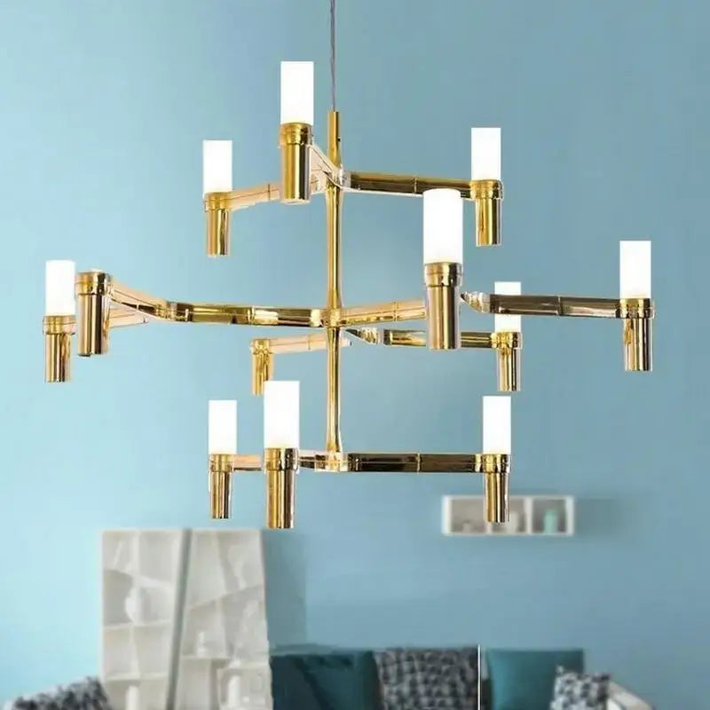Gold Geometric Crown Chandelier