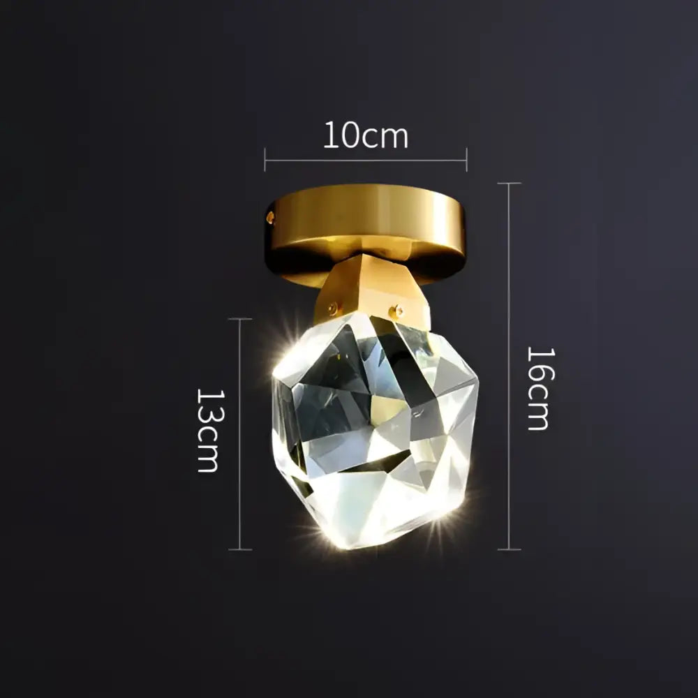 Gold Crystal Ceiling Light with Copper Construction