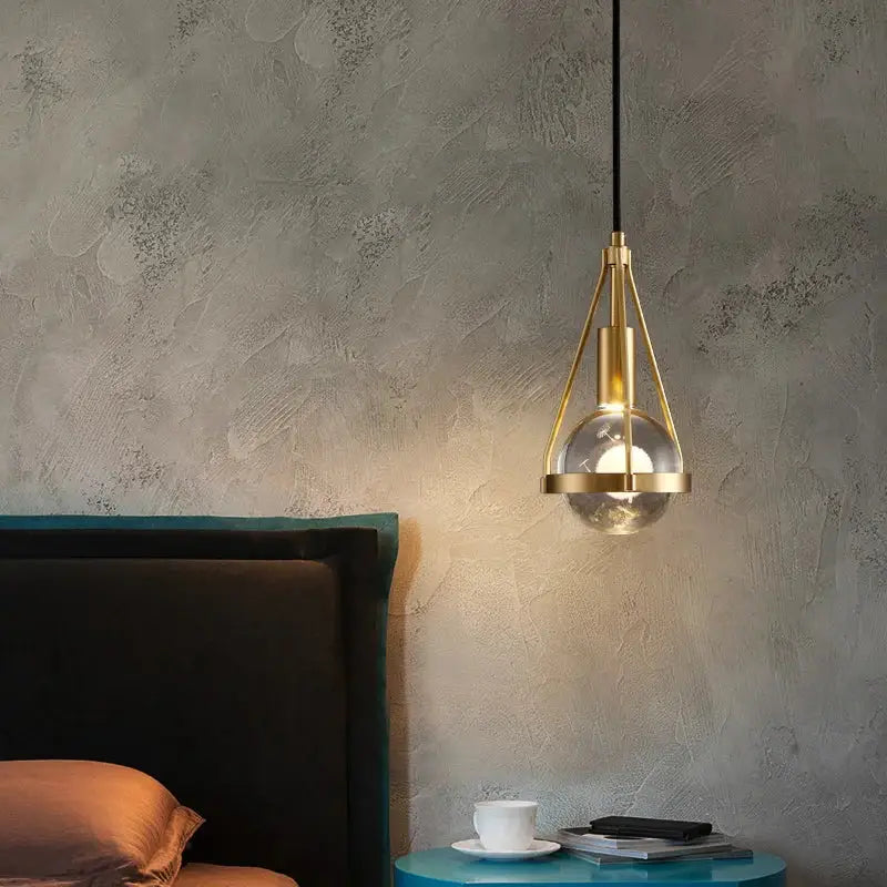 Gold Crystal Pendant Light with Shimmering Crystals
