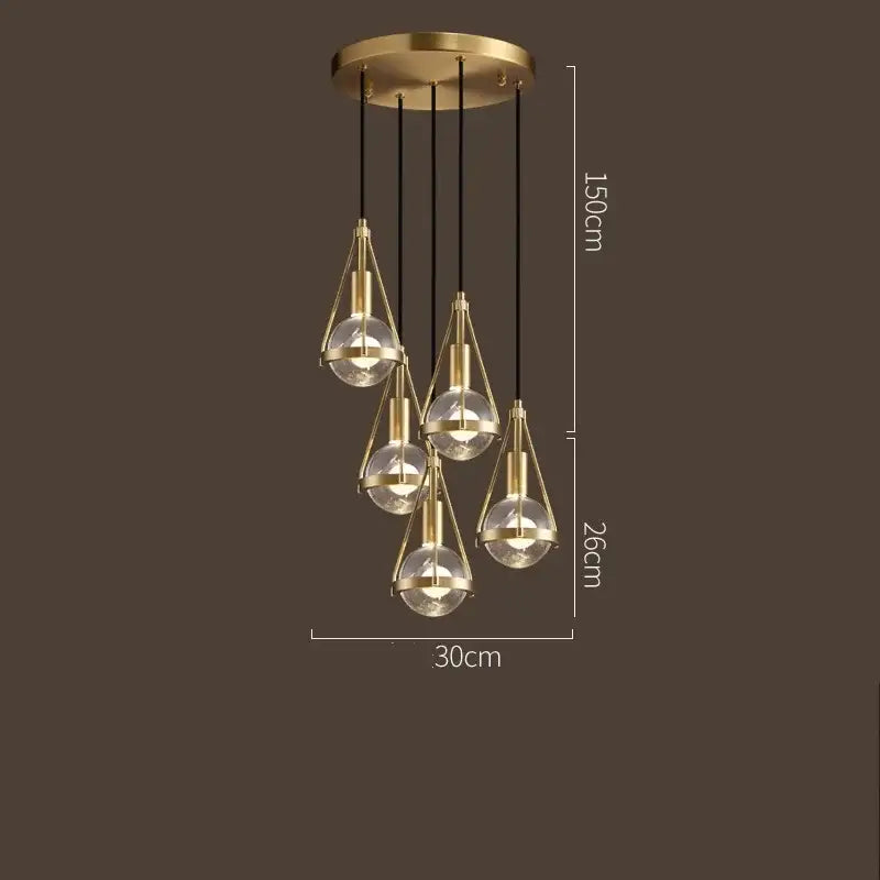 Gold Crystal Pendant Light with Shimmering Crystals