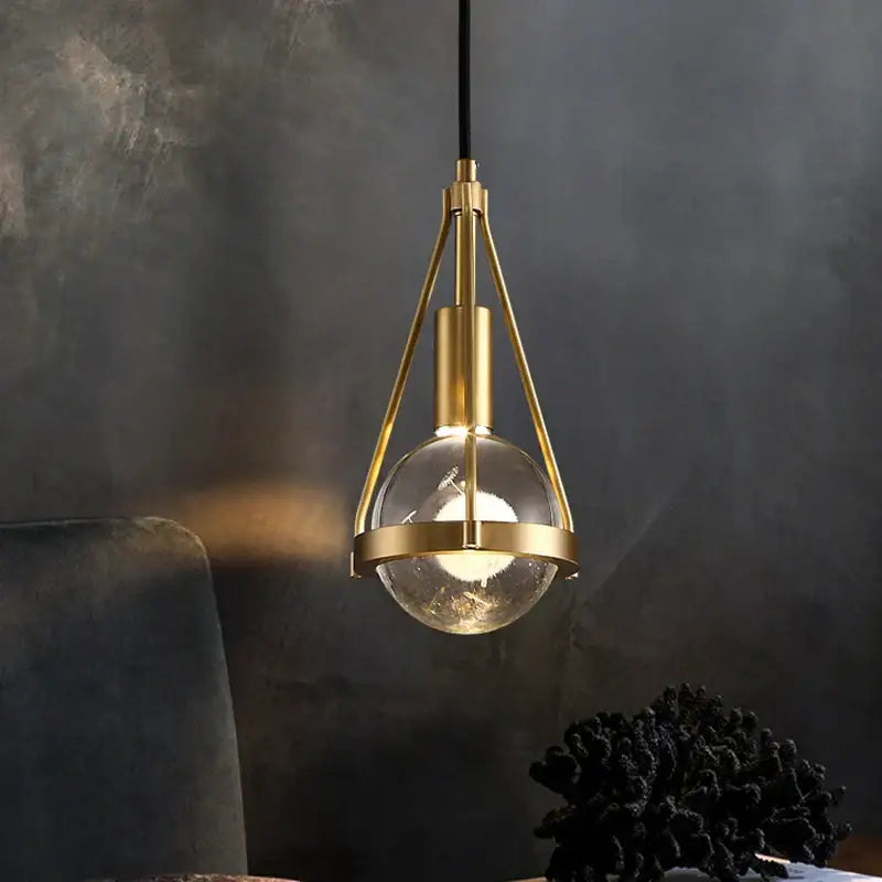 Gold Crystal Pendant Light with Shimmering Crystals