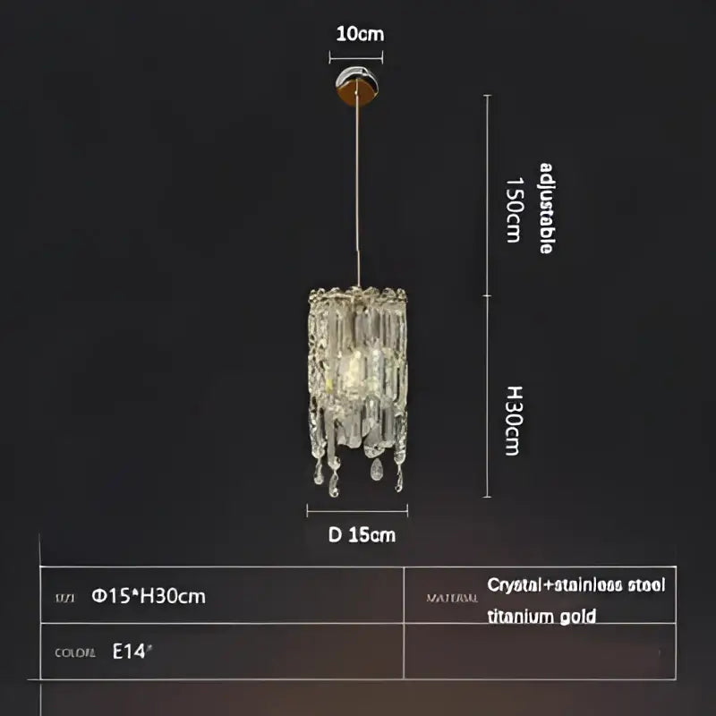 Gold Crystal Pendant Chandelier in Gold or Chrome