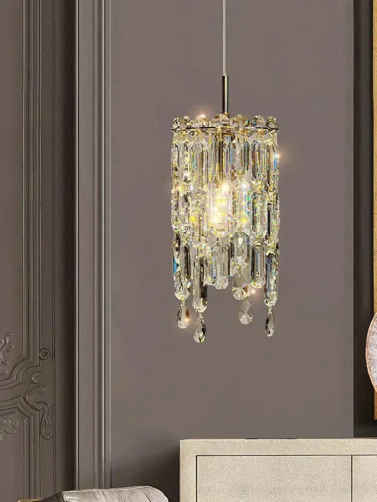 Gold Crystal Pendant Chandelier in Gold or Chrome