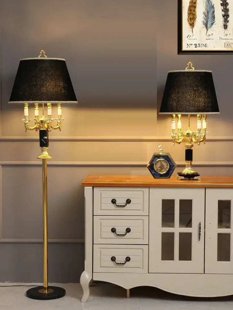 Gold Crystal Black Table Lamp