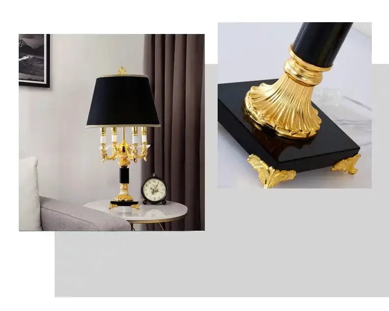 Gold Crystal Black Table Lamp