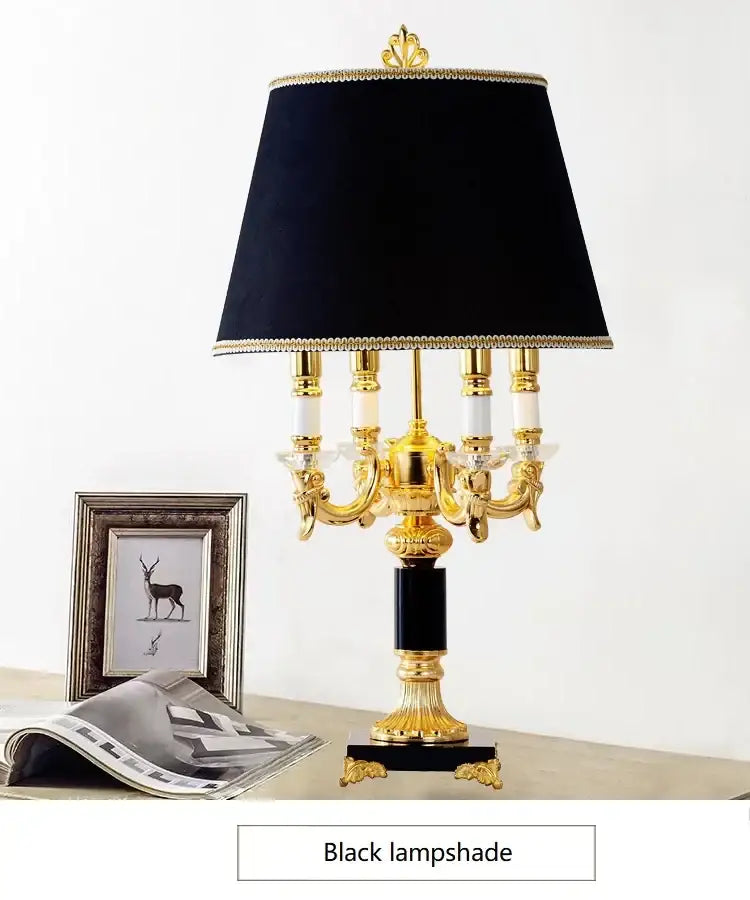 Gold Crystal Black Table Lamp