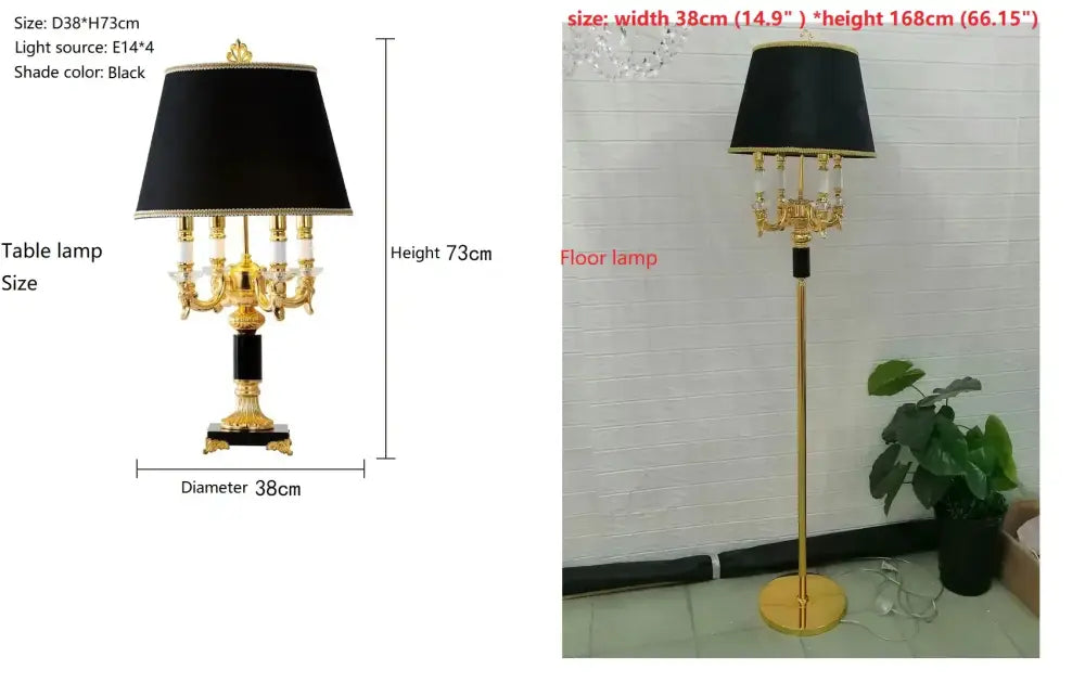 Gold Crystal Black Table Lamp