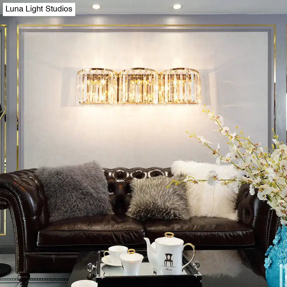 Gold Crystal Block Sconce Sleek Contemporary