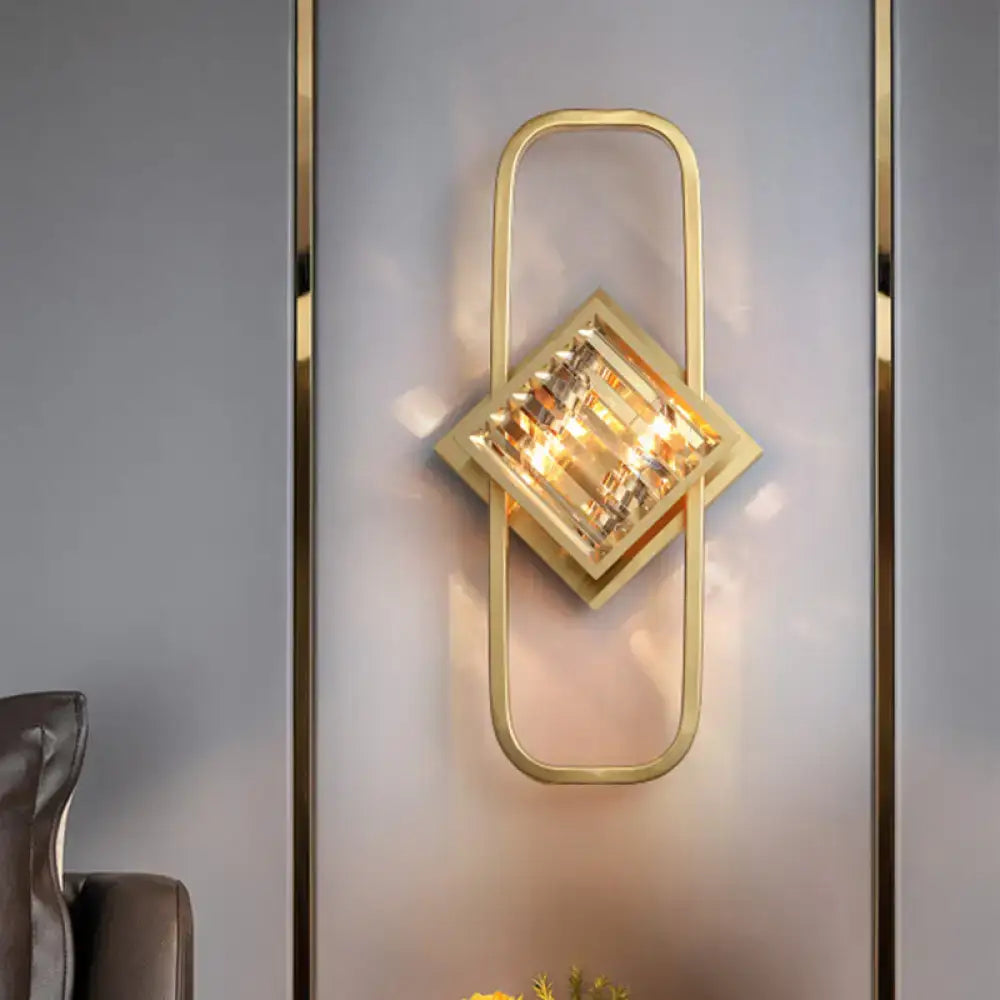 Gold Crystal Rectangular Lamp