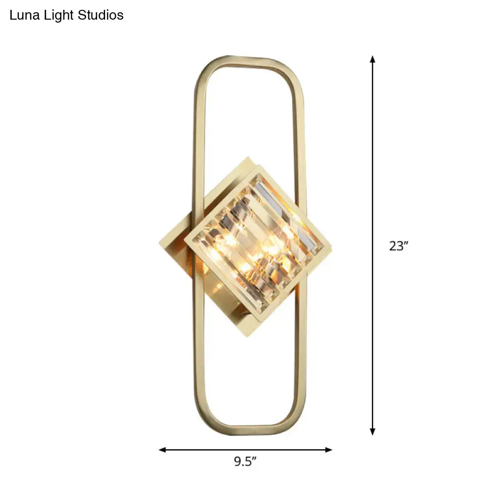 Gold Crystal Rectangular Lamp