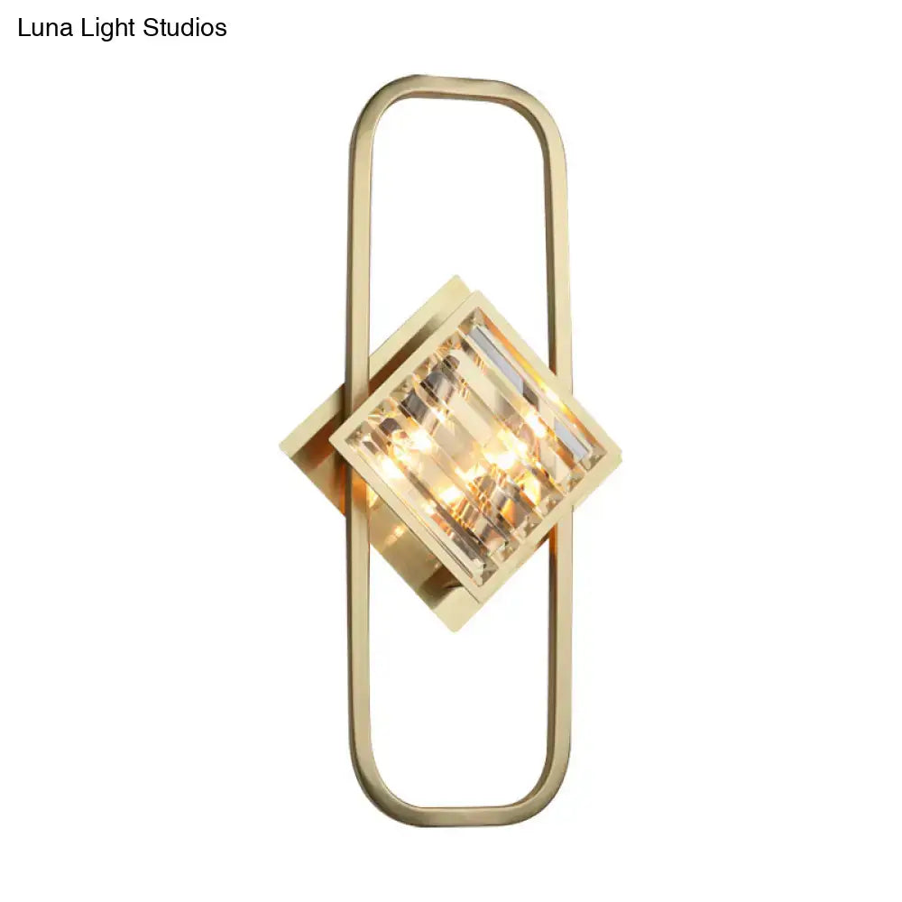 Gold Crystal Rectangular Lamp
