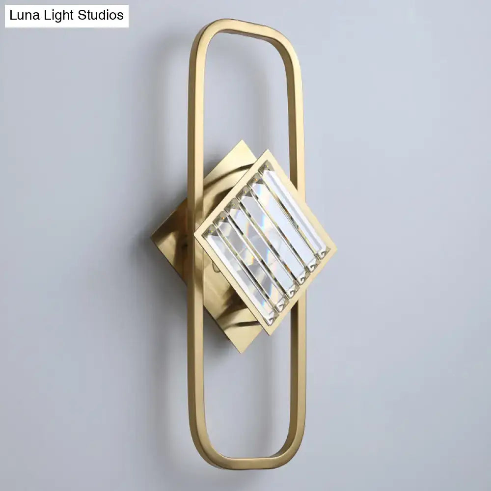 Gold Crystal Rectangular Lamp