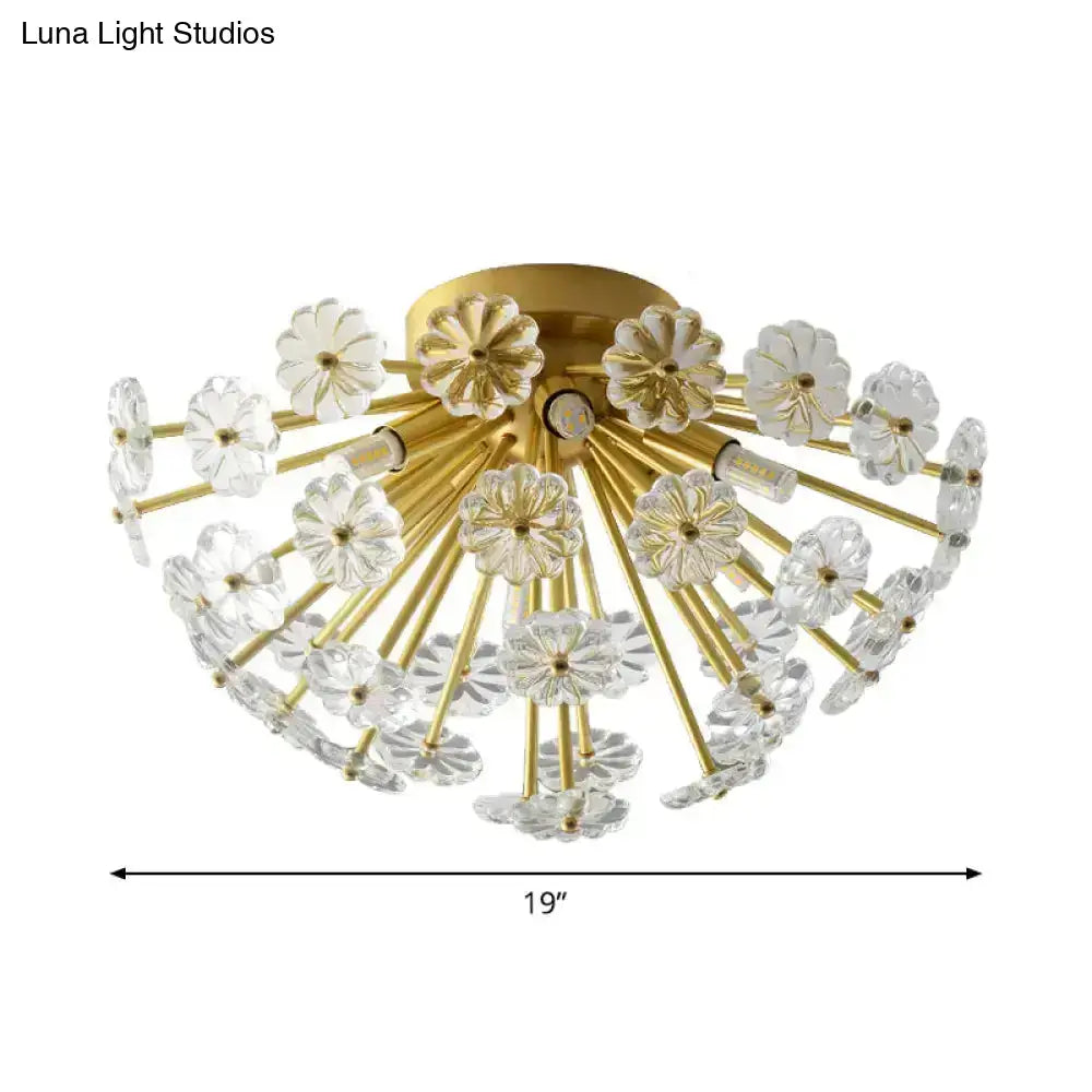 Gold Crystal Bouquet Flushmount