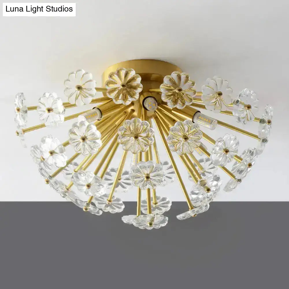 Gold Crystal Bouquet Flushmount