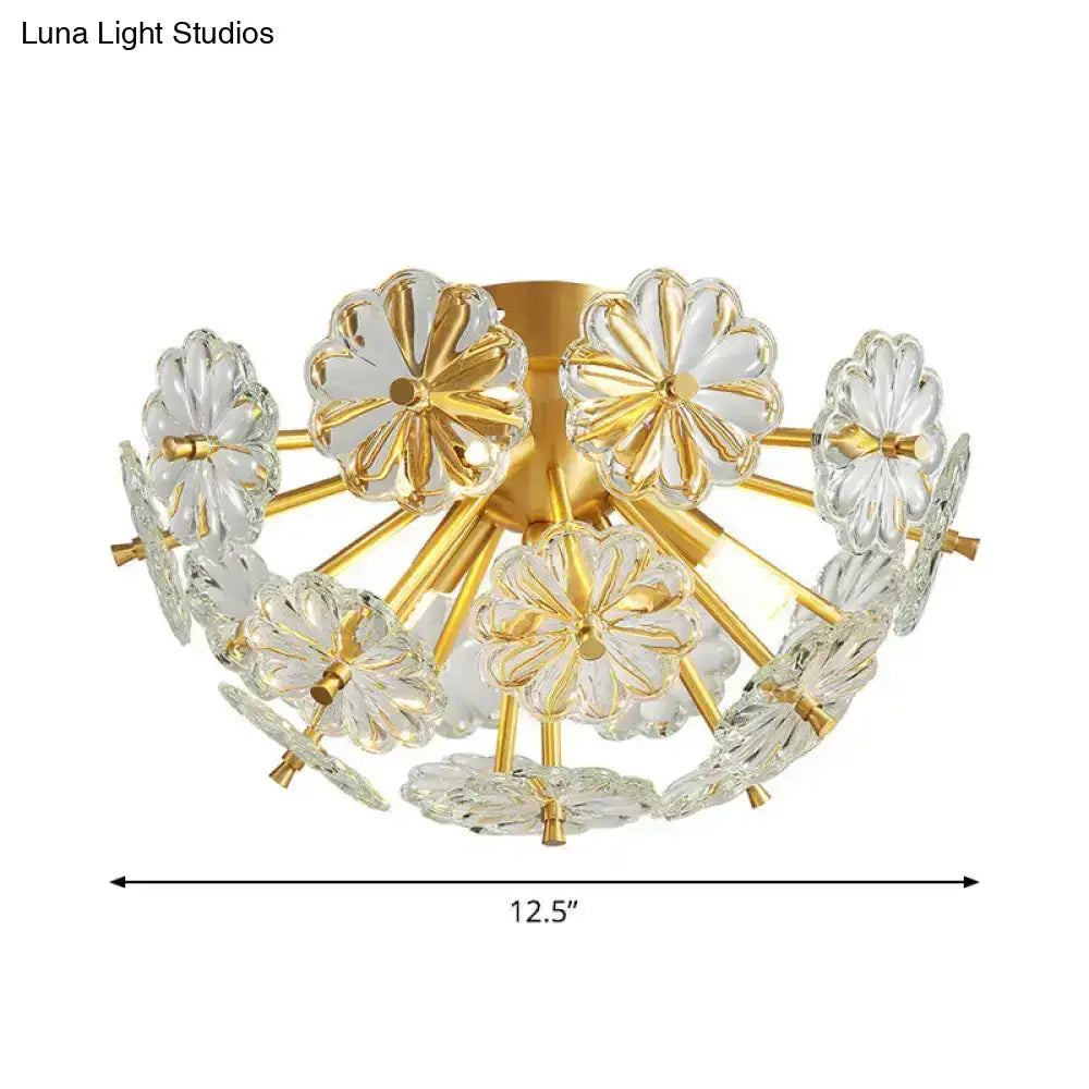 Gold Crystal Bouquet Flushmount