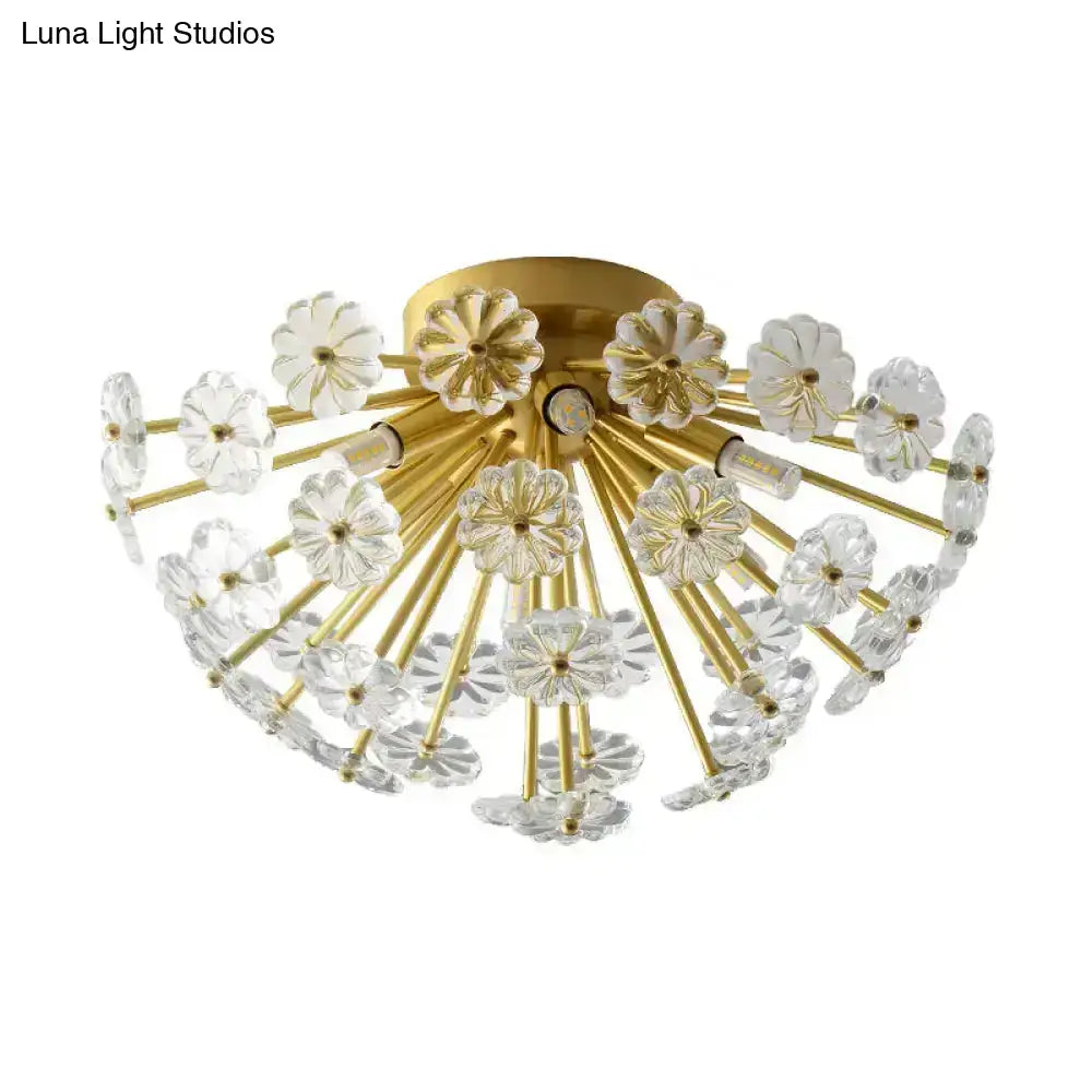 Gold Crystal Bouquet Flushmount