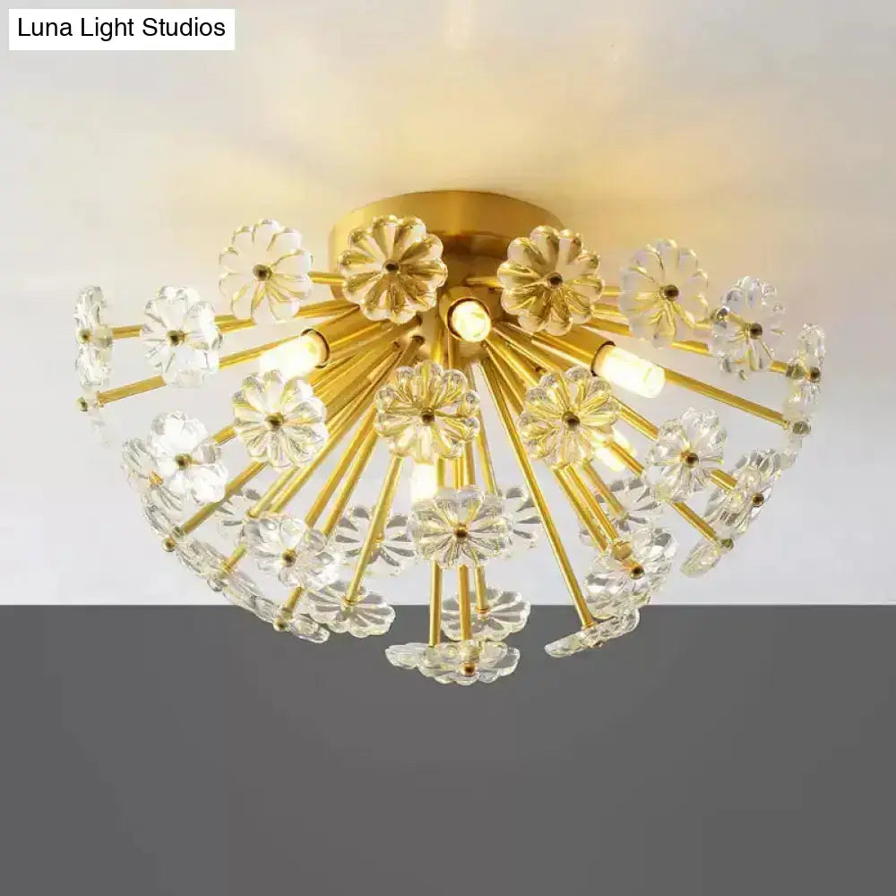 Gold Crystal Bouquet Flushmount