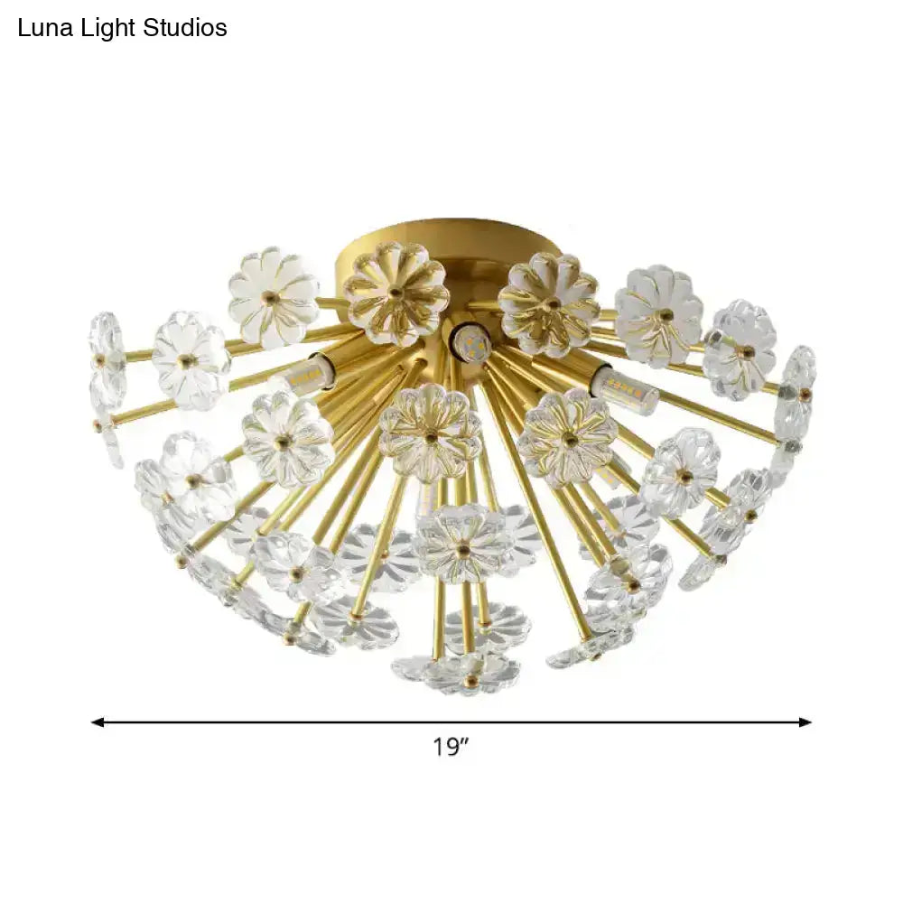 Gold Crystal Bouquet Flushmount