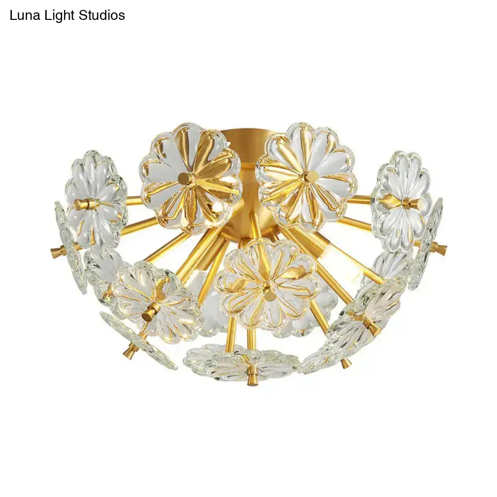 Gold Crystal Bouquet Flushmount