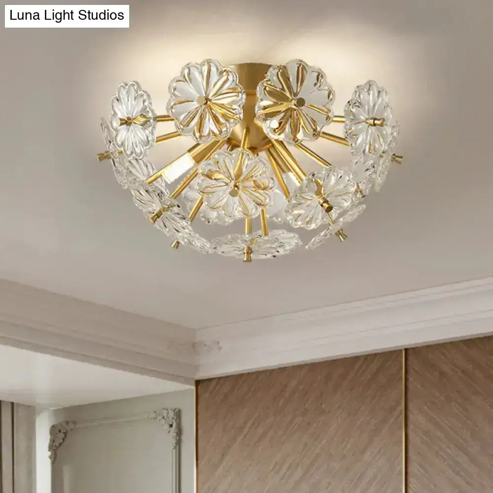 Gold Crystal Bouquet Flushmount