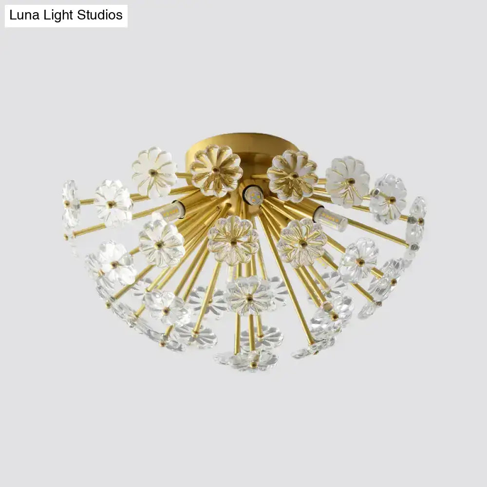 Gold Crystal Bouquet Flushmount