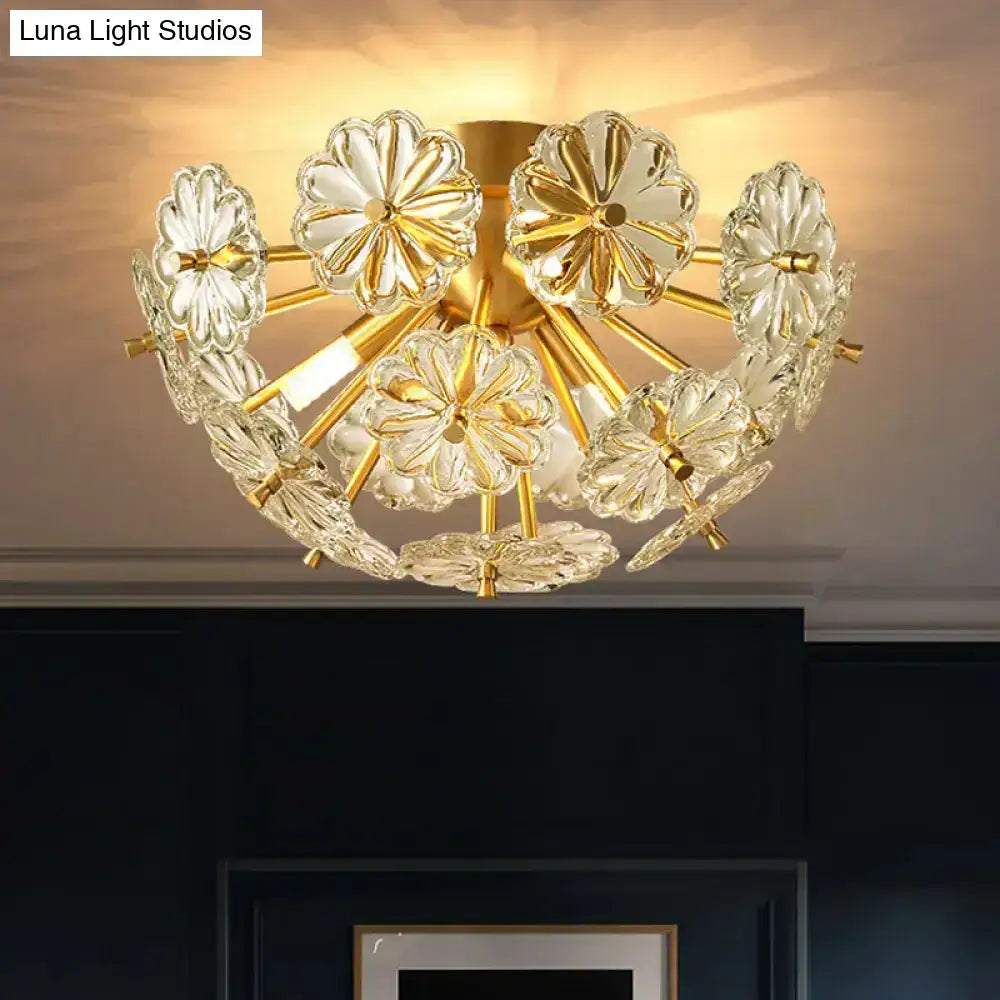 Gold Crystal Bouquet Flushmount