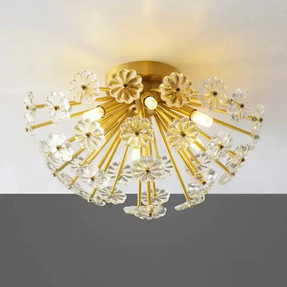 Gold Crystal Bouquet Flushmount