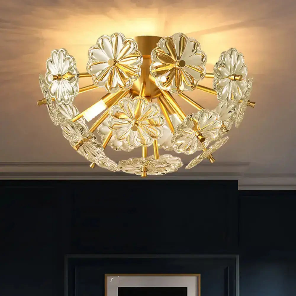 Gold Crystal Bouquet Flushmount
