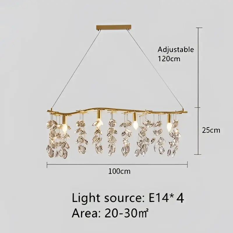 Gold Crystal Branch Chandelier with Copper Finish