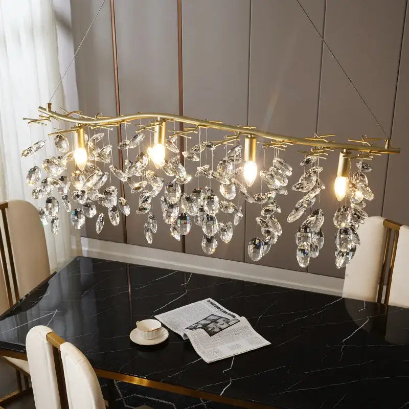 Gold Crystal Branch Chandelier with Copper Finish