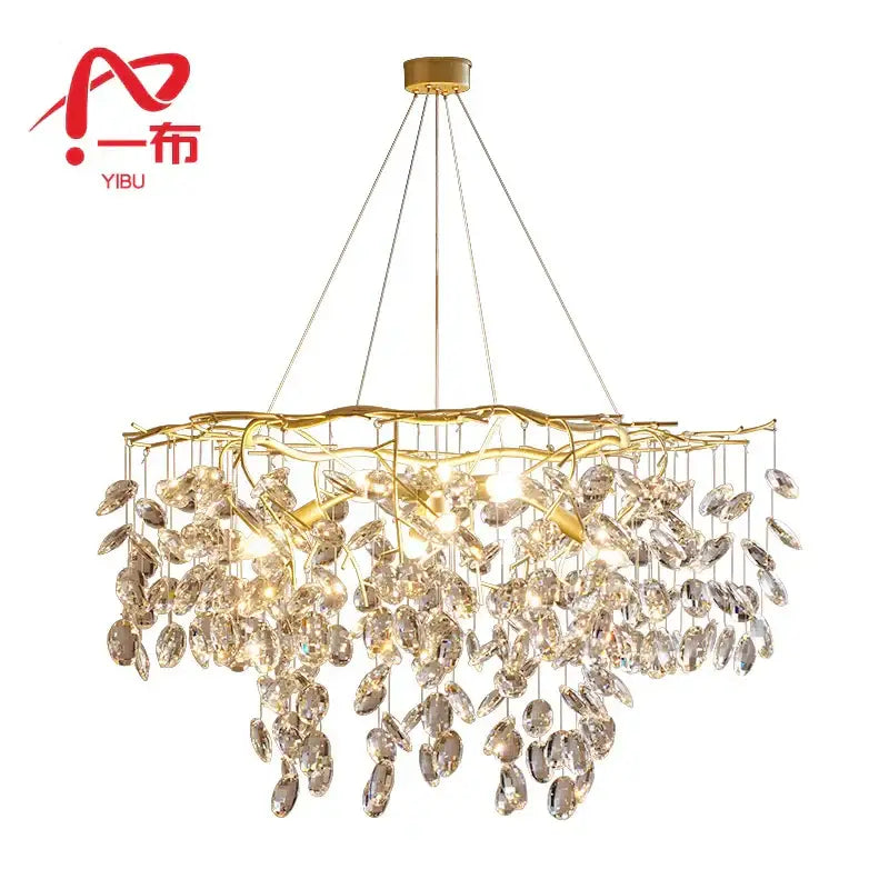 Gold Crystal Branch Chandelier with Copper Finish