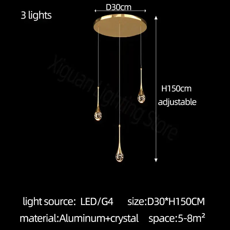 Gold Crystal Bubble Chandelier with Teardrop Design