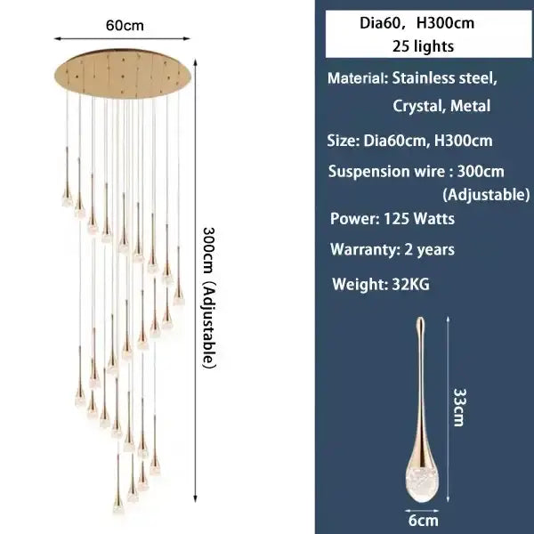 Gold Teardrop Bubble Chandelier