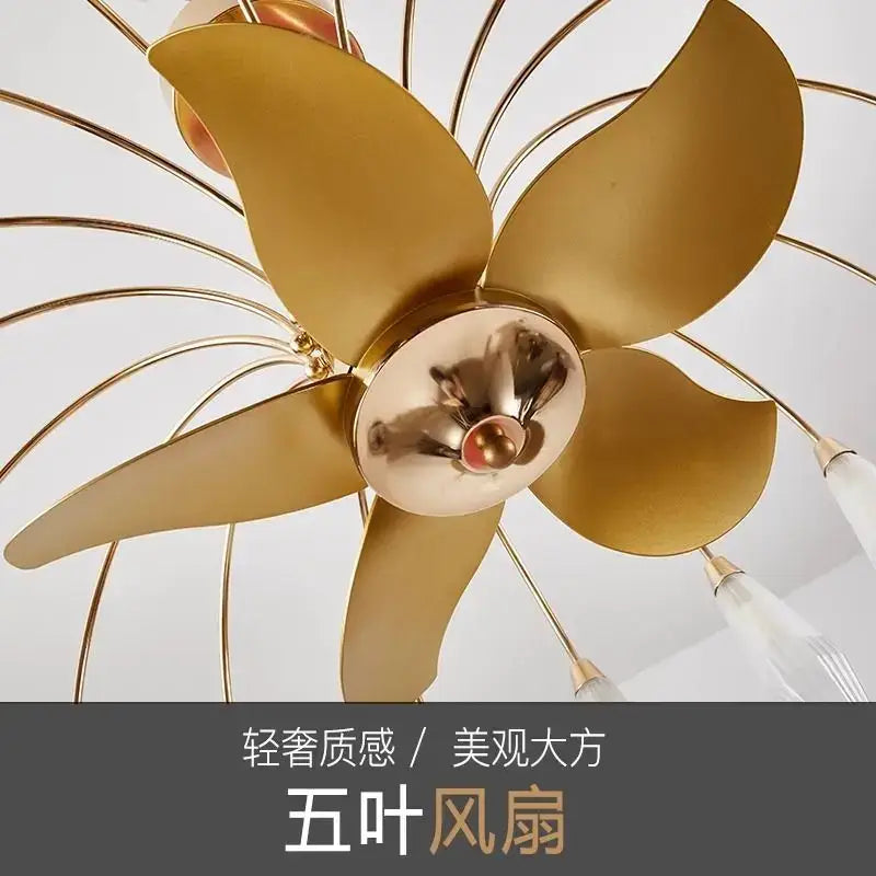 Gold Crystal Fan Chandelier 18-Head Design