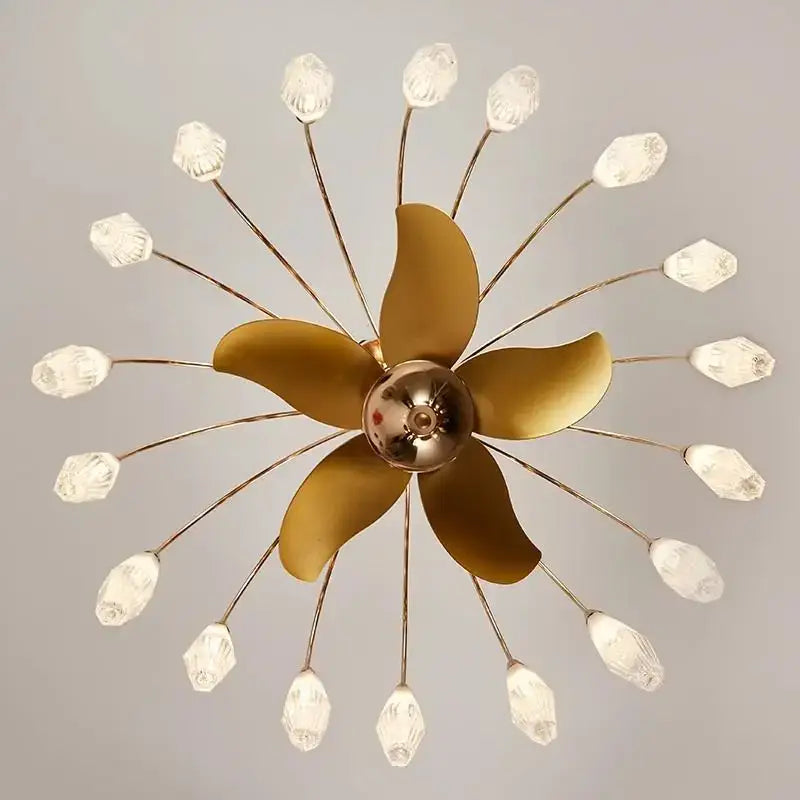 Gold Crystal Fan Chandelier 18-Head Design